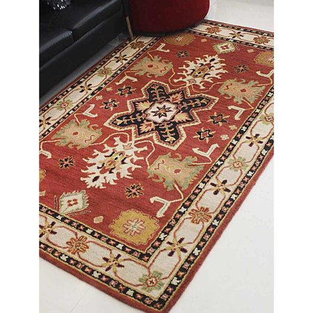 JENSENDISTRIBUTIONSERVICES 10 x 13 ft. Hand Tufted Wool Oriental Rectangle Area Rug, Red & Beige MI1550679
